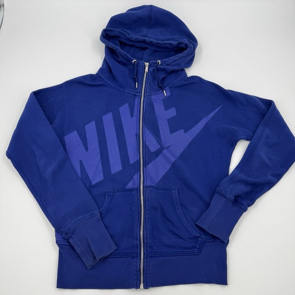 NIKE SPORTSWEAR Hoodie Sweatshirt SMALL VINTAGE Women's LOGO Full Zip Cowl Neck - Picture 1 of 14